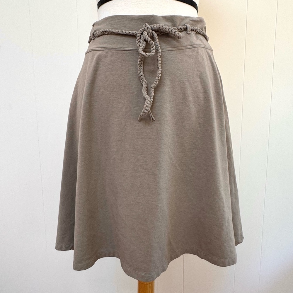 Oxygen Required Bamboo A-Line Belted Skirt Eco Sustainable Super Soft L Gray